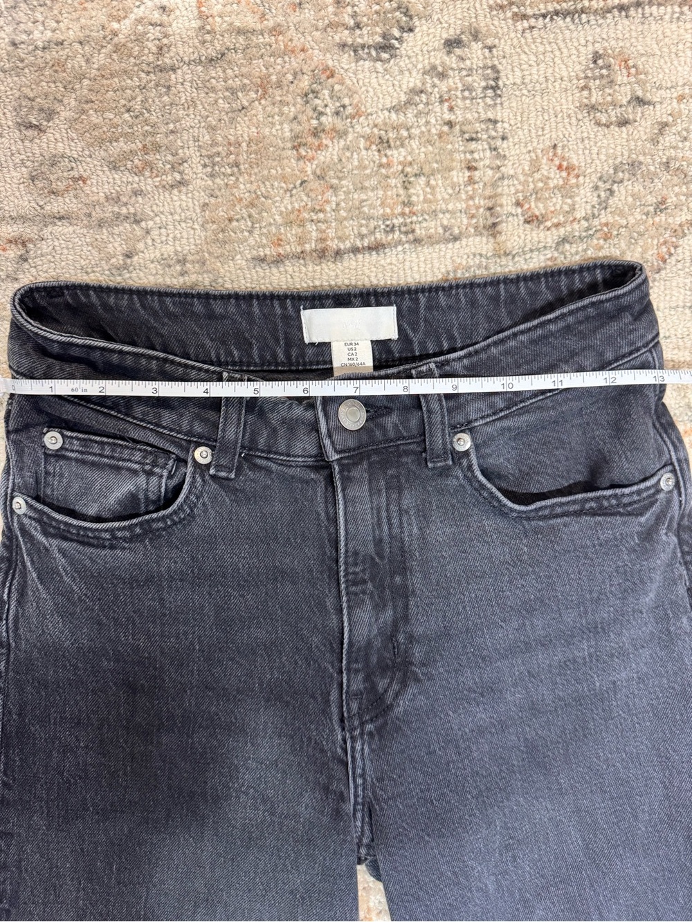 H&M Dark Denim Grey Wide-Leg High-Rise Jeans - Picture 2 of 6